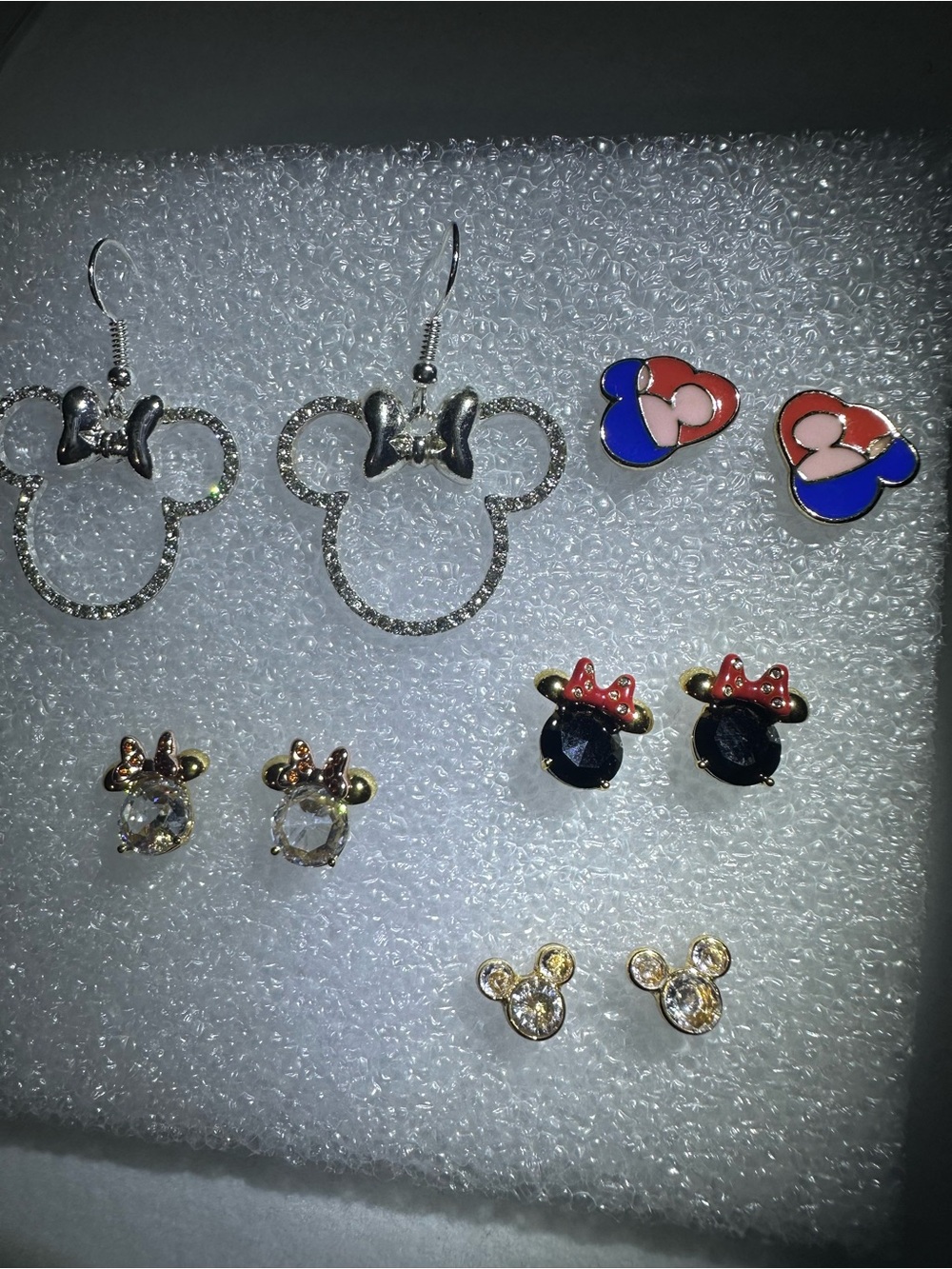 Kids Minnie Mouse Style Earring Set - Silver, Gold, Black, Blue, Pink